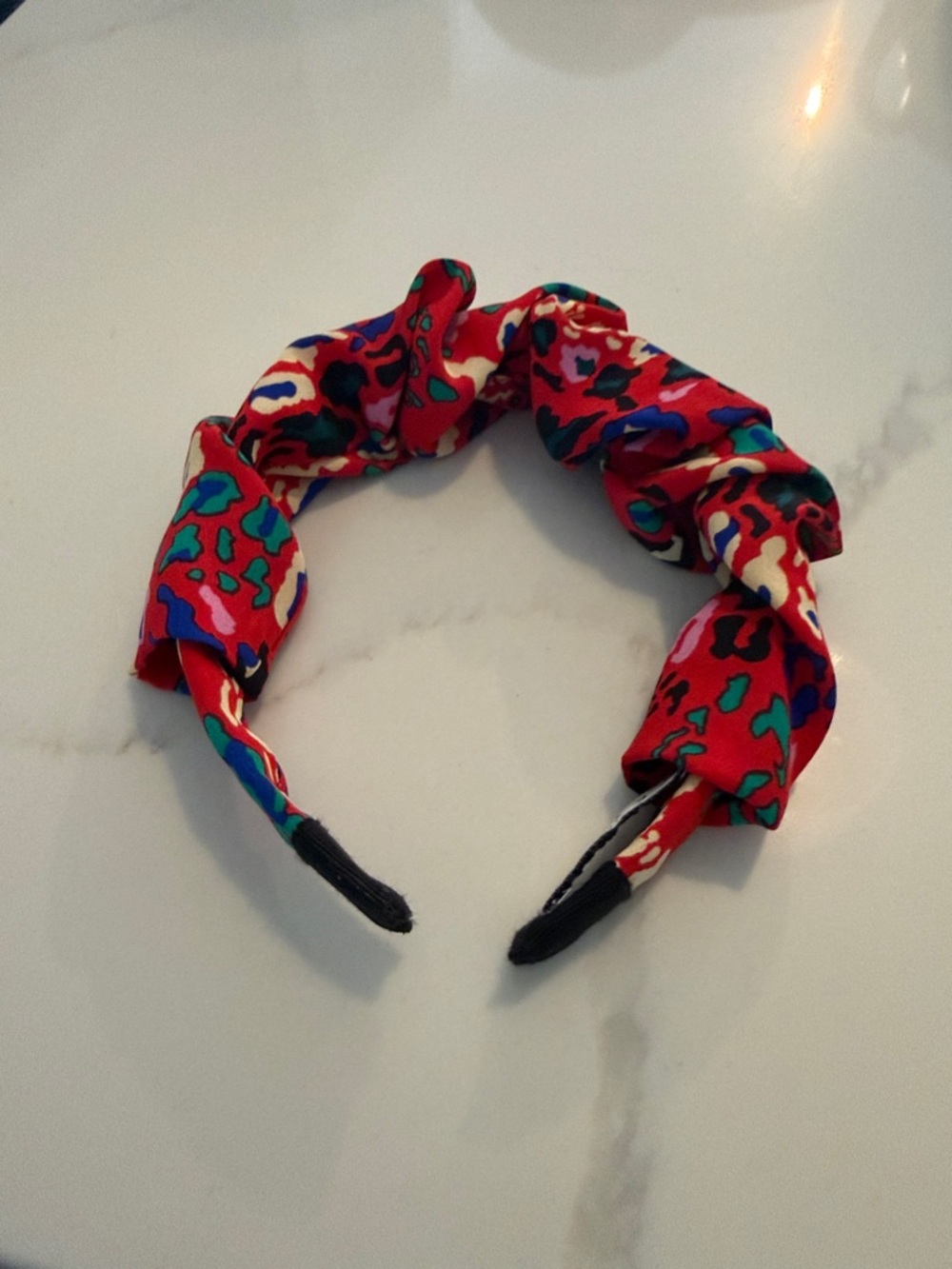 Tanya Taylor Red Multicolor Patterned Twisted Headband